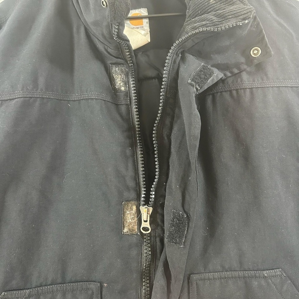 Carhartt Jacket Mens Large Black Canvas Full Zip Insulated Workwear Parka J174 - Picture 11 of 16